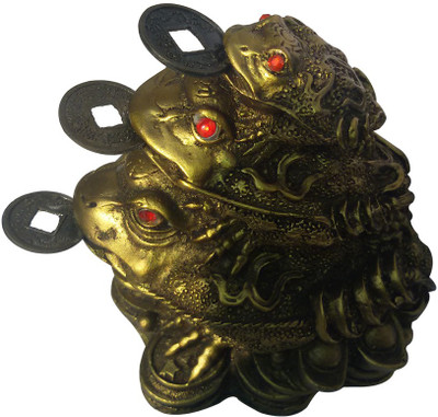 

Shubh Store feng shui Three Tiered frogg with coin for wealth and happiness Showpiece - 10 cm Decorative Showpiece - 6 cm(Polyresin, Brown)