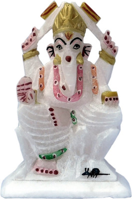 

Laxita White Marble Ganesha God Statue Made of Italian Marble with for Home & Office Decorative Showpiece - 12 cm(Stoneware, Multicolor)