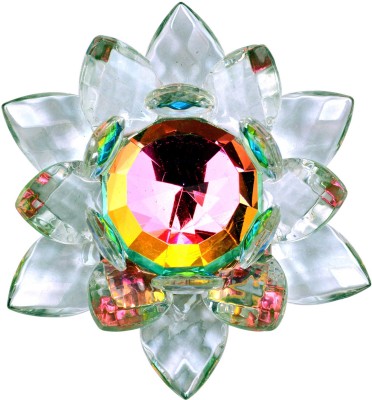 Vashoppee Vastu / Feng Shui / Crystal Lotus Decorative Showpiece  -  6 cm(Glass, White)