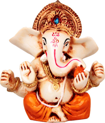 

The Nodding Head Glowing Lord Ganesha (Orange) Decorative Showpiece - 8.5 cm(Polyresin, Multicolor)