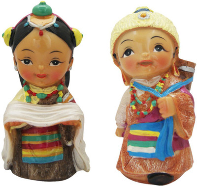 

DivyaMantra Set Of Tibetan Ethnic Dolls (4440) Decorative Showpiece - 12.5 cm(Polyresin, Multicolor)