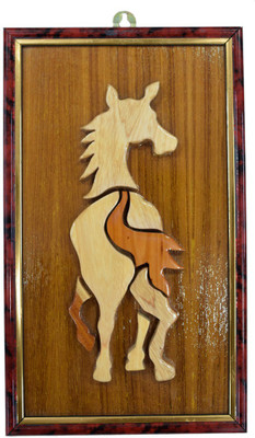 

Karukraft Wall Hanging Horse Frame Decorative Showpiece - 31 cm(Wooden, Brown)