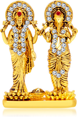 

Kulin Goddess Maa Laxmi & Lord Ganesha / Ganpati Idol- Home Decorative & Temple Décor God Figurine / Statue Gift item Decorative Showpiece - 4 cm(Gold Plated, Gold)