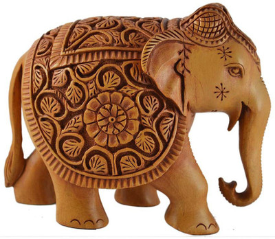 

Bigshoponline Elephant Decorative Showpiece - 13 cm(Wooden, Brown)