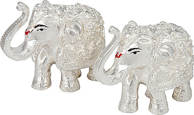 

Siri Creations Silver Foil Elephants Small Size Decorative Showpiece - 4 cm(Silver Plated, Silver)