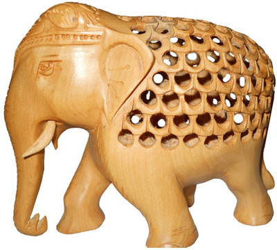 

ByCue Wooden Elephant Decorative Showpiece - 10 cm(Wooden, Brown)