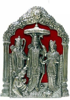 HanumantCreations Antique Lord Ram Darbar Idol in White Metal Decorative Showpiece  -  23 cm(Aluminium, Silver)