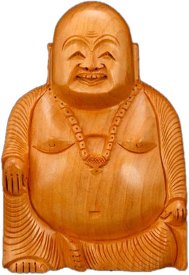 

ByCue Wooden laughing buddha Decorative Showpiece - 5 cm(Wooden, Brown)