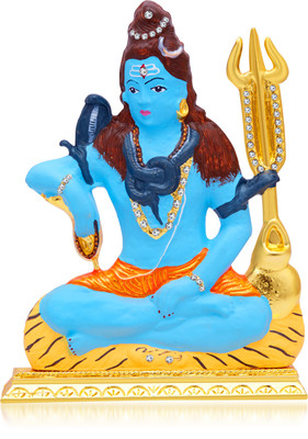 

Kulin Lord Shiva | Shankar God Idol For Home Decor | Office | Shops | Gifting Decorative Showpiece - 15 cm(Gold Plated, Light Blue)