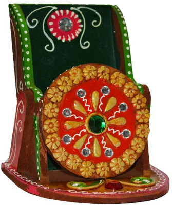 

eCraftIndia Papier-Mache Kundan Mobile Holder Decorative Showpiece - 12.7 cm(Paper Mache, Green, Red)