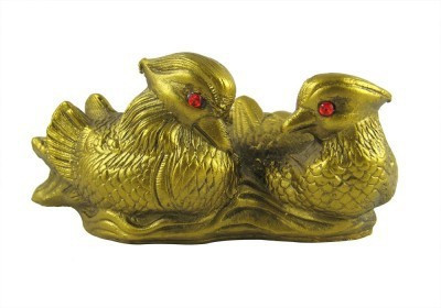 

Pg Handicrafts Mandarian Ducks For Love And Romance Decorative Showpiece - 10 cm(Ceramic, Gold)