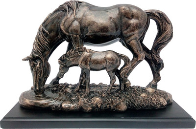 

Art N Hub Horse & Baby Figurine-Handicraft Decor Statue With Wooden Base (Size:L-34 cm) Decorative Showpiece - 24 cm(Polyresin, Wooden, Brown)