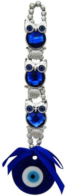 

Varanasi Enterprises Three Owl Evil Eyes Hanging For Good Luck And Prosperity Decorative Showpiece - 7 cm(Polyresin, Multicolor)