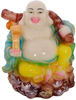 

eCraftIndia Feng Shui Splendid Laughing Buddha Decorative Showpiece - 10.16 cm(Polyresin, Yellow, Blue, Brown)