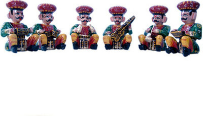 

Bajya Rajasthani 6 Piece Musician Bawla Set in Wood Decorative Showpiece - 7 cm(Wooden, Brown)