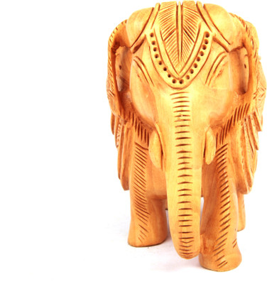 

Adaa Whitewood - Handmade Carved Royal Elephant Statue (Height - 4 Inches) Decorative Showpiece - 10.16 cm(Wooden, Brown)