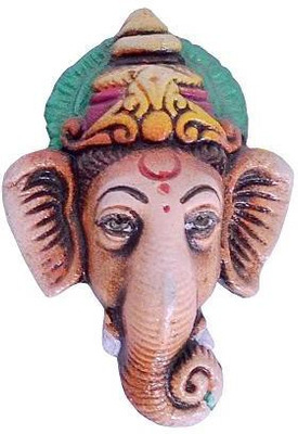 

Indigo Creativs Handcrafted Terracotta Small Elegant 3" Lord Ganesha mukut Diwali Puja Door / Home Entrance / Wall Hanging Decoration Decorative Showpiece - 9 cm(Earthenware, Multicolor)