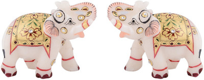 

Anshul Fashion Marble golden colour elephant pair -2 inches Decorative Showpiece - 5 cm(Stoneware, Multicolor)