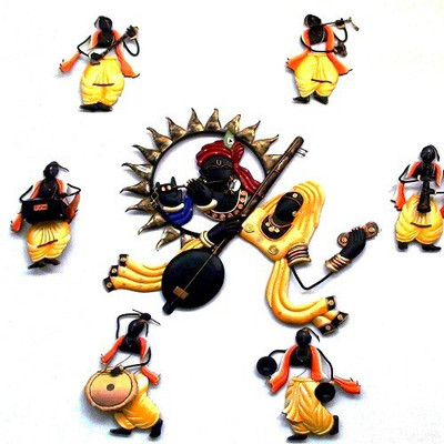 

Sanskritikk2 Meera Krishna with Panditji Musical Wall Hanging Decorative Showpiece - 50 cm(Iron, Multicolor)