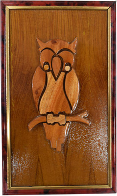 

Karukraft Wall Hanging Owl Frame Decorative Showpiece - 31 cm(Wooden, Brown)