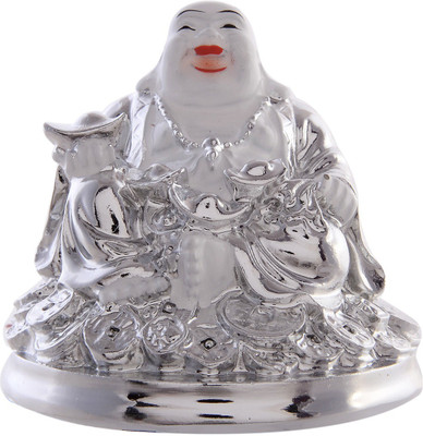 

JaipurCrafts Premium Collection Laughing Buddha Decorative Showpiece - 7.62 cm(Polyresin, Silver, Red, Black)