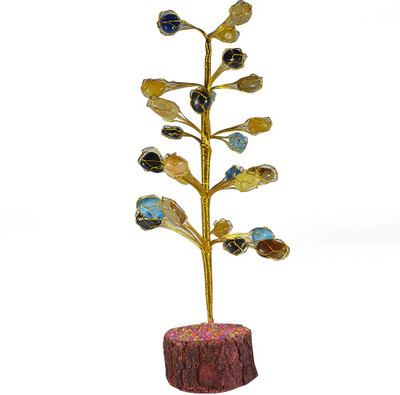 

Reiki Crystal Products Mix Onyx Tumble Tree Decorative Showpiece - 25 cm(Crystal, Wooden, Multicolor)