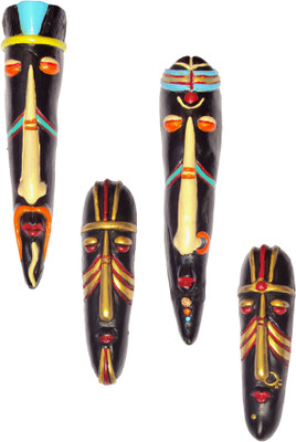 

Hand Artz Terracotta Handmade Wall Hanging Tribal King Queen Mask Combo Decorative Showpiece - 28 cm(Terracotta, Multicolor)