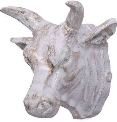 

Collectible India Large Cow Wall Sculpture - Vintage - Home Decor Decorative Showpiece - 26 cm(Aluminium, White)