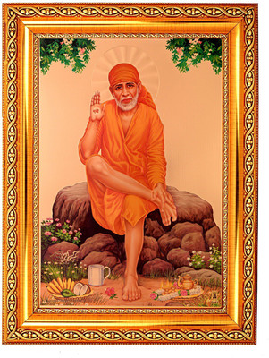 

BM Traders Golden Foil Photo Of Sai Baba With Golden Frame Decorative Showpiece - 40.64 cm(Wooden, Gold)