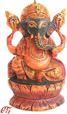 

Craft International Wooden Ganesh Statue Painted - 6 Inch Decorative Showpiece - 15 cm(Wooden, Brown)
