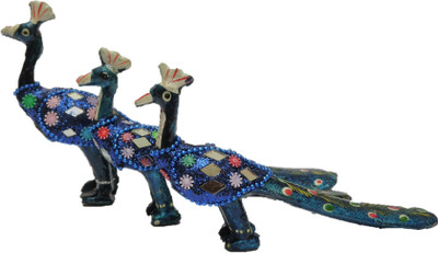 

JaipurCrafts Peacock Family Lac Work Decorative Showpiece - 5.08 cm(Polyresin, Multicolor)