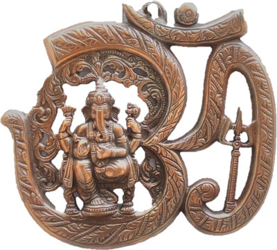 

JaipurCrafts Matel Wall Hanging Of Lord Ganesha In Om Decorative Showpiece - 18.41 cm(Aluminium, Brown)