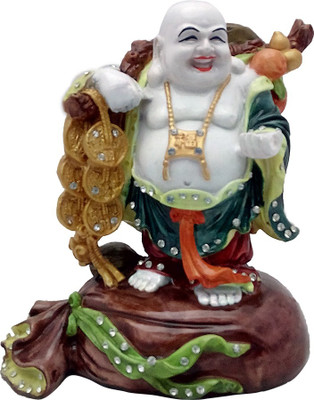 

Art N Hub Multicolour Feng Shui Laughing Buddha Handicraft Idol Lord Gautam Buddha Statue Decorative Spiritual Vastu Showpiece Figurine - Religious Gift item & Murti for Mandir / Temple / Home Decor / Office Decorative Showpiece - 27 cm(Earthenware, Multi