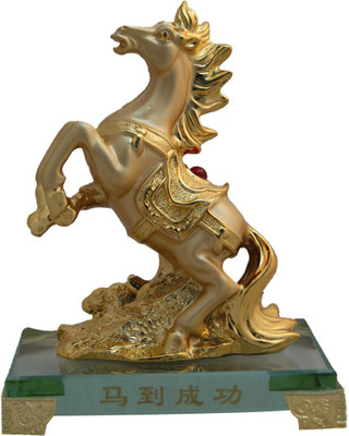 

DivyaMantra Feng Shui Victory Horse Decorative Showpiece - 14 cm(Polyresin, Yellow)