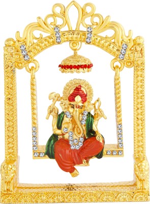 

Kulin Jhula God Ganesh | Ganpati | Lord Ganesha Idol - Statue Gift item Decorative Showpiece - 7.2 cm(Gold Plated, Orange)