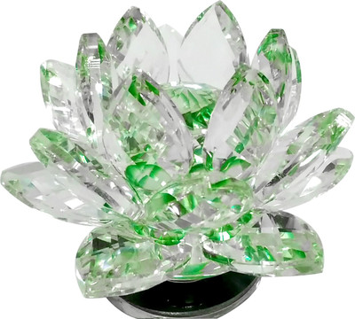 

Starstell Starstell-Rotating Base Crystal Lotus Green Hue Reflection Decorative Showpiece - 5 cm(Crystal, Clear)