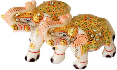 

Anshul Fashion Marble Handcrafted Elephant Pair with Meenakari Work Decorative Showpiece - 8.5 cm(Stoneware, Multicolor)