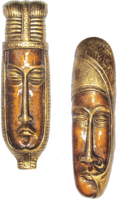

Hand Artz Terracotta Handmade Wall Hanging Home Decorative Tribal King Queen Mask Decorative Showpiece - 30 cm(Terracotta, Multicolor)