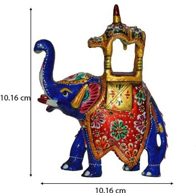 

eCraftIndia Colorful Ambabari Elephant Statue Decorative Showpiece - 10.16 cm(Aluminium, Blue, Red, Gold)