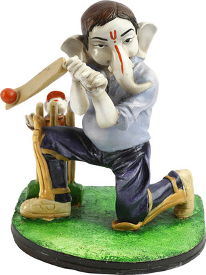 

AV Décor Cricket Playing Ganeshji Decorative Showpiece - 22.86 cm(Microfibre, Multicolor)