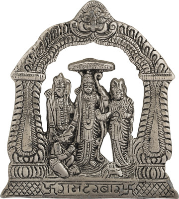 

Kashvi Designs Metal Ram Darbar with Ramji, Sitaji, Lakshmanji & Hanumanji Decorative Showpiece - 12 cm(Aluminium, Silver)