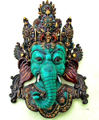 

Collectible India Tinbetan Large Wall Hanging Ganesh Mount Decorative Showpiece - 37.5 cm(Polyresin, Multicolor)
