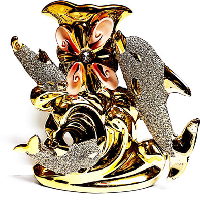 

SRVSOFT Dolphin fengshui showpiece cum vase Decorative Showpiece - 15 cm(Polyresin, Multicolor)