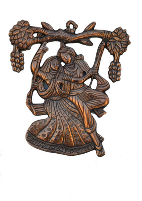 

eCraftIndia Metal Wall Hanging of Radha Krishna on Swing Decorative Showpiece - 30.48 cm(Aluminium, Brown)