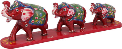 

JaipurCrafts Decorative Elephant Family Decorative Showpiece - 7.62 cm(Microfibre, Multicolor)