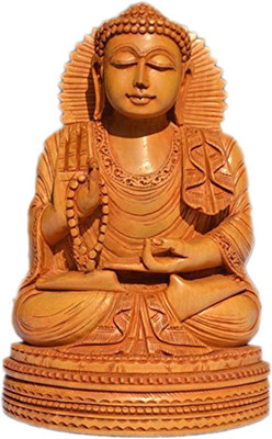 

Collectible India Intricately Hand Carved Blessing Buddha Statue Decorative Showpiece - 17 cm(Wooden, Brown)