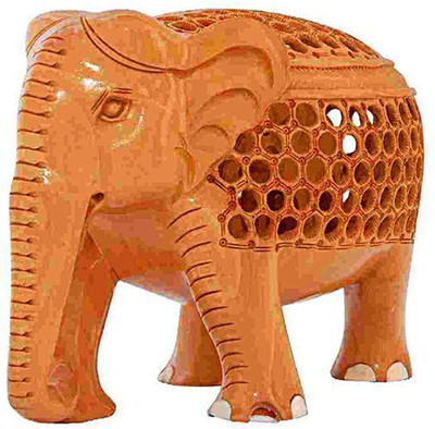 

ByCue White Elephant Decorative Showpiece - 12.5 cm(Wooden, Brown)
