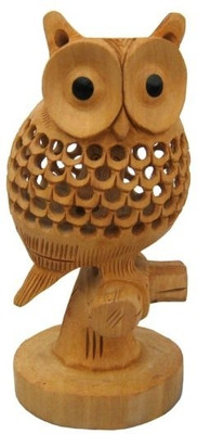 

Chitra Handicraft Owl Decorative Showpiece - 15 cm(Wooden, Brown)
