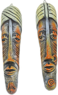 

Sarvsiddhi Terracotta Tribal Couple Mask Decorative Showpiece - 5 cm(Terracotta, Multicolor)