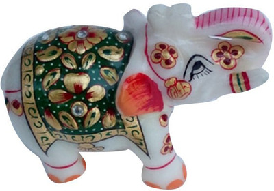 

Anshul Fashion Animal Figurines Marble Elephant Decorative Showpiece - 8 cm(Stoneware, Green)